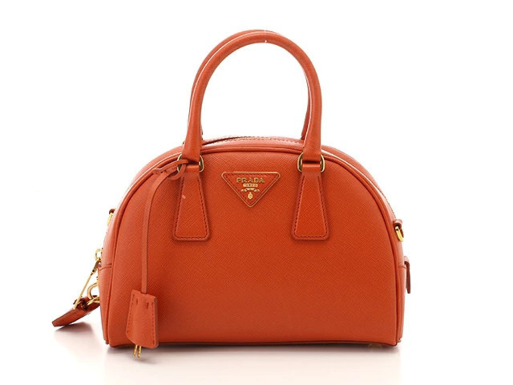 Prada bag handbag Saffiano leather orange